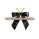 Custom elastic satin ribbon bow with Gold Tie for decoration