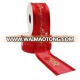 75MM Custom Logo Foil Gold Printing Red Sheer Organza Ribbon with Satin Edge